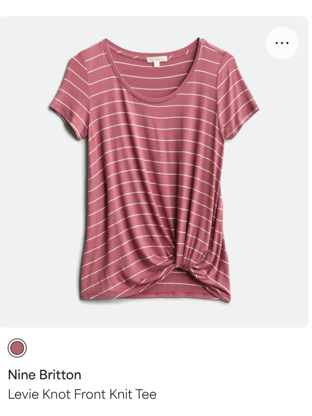 nine britton Rose Stripe Knot-Front Short Sleeve Tee